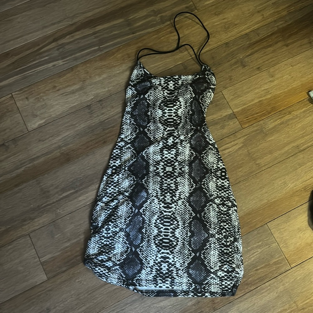snake print mini dress